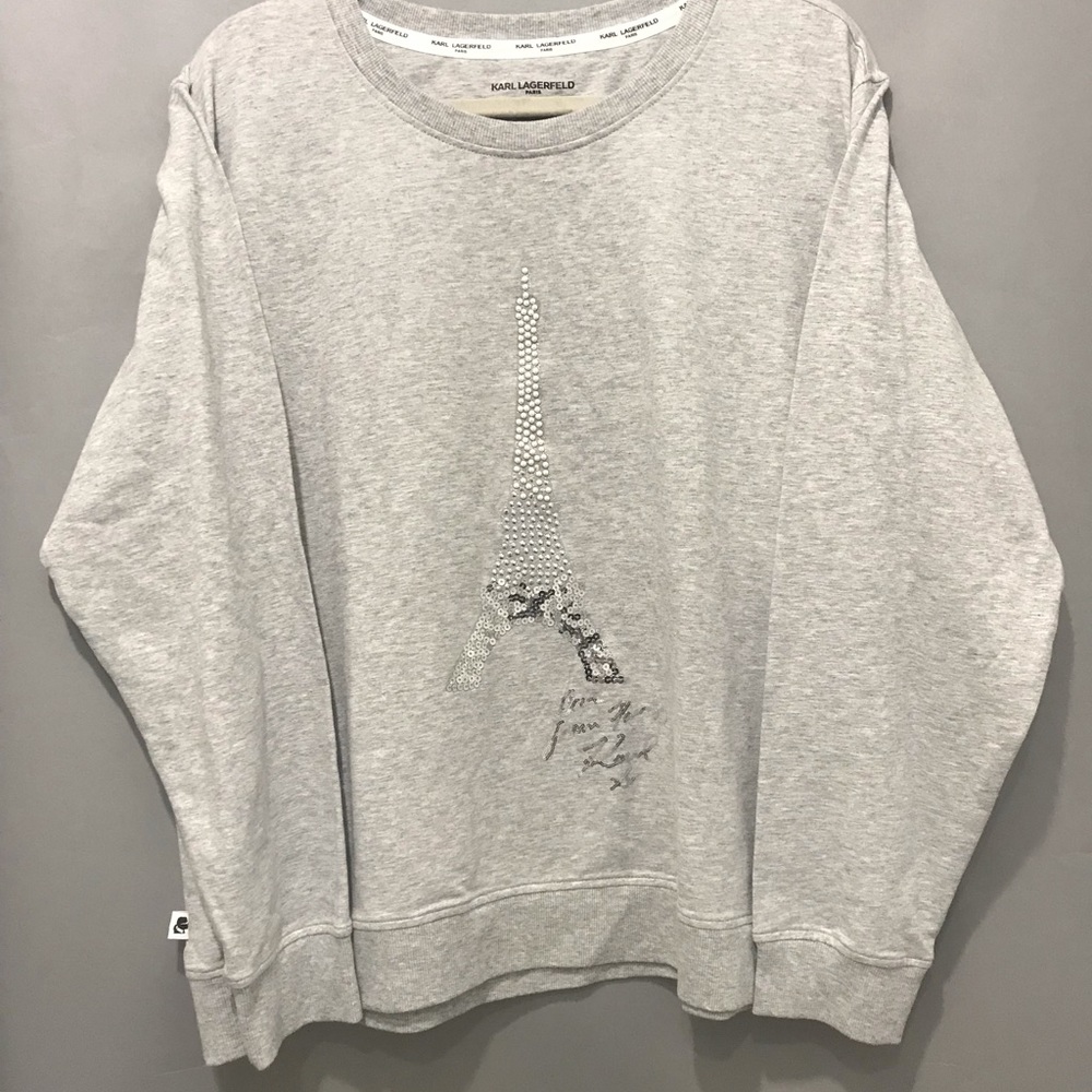 Karl Lagerfeld Women’s light weight grey Paris sweatshirt size extra large